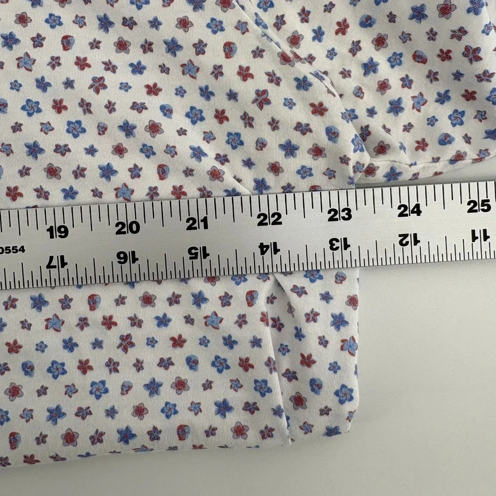 Peter Millar Seaside Mens XL Pima Cotton Floral Polo Shirt White Blue MF21K8
